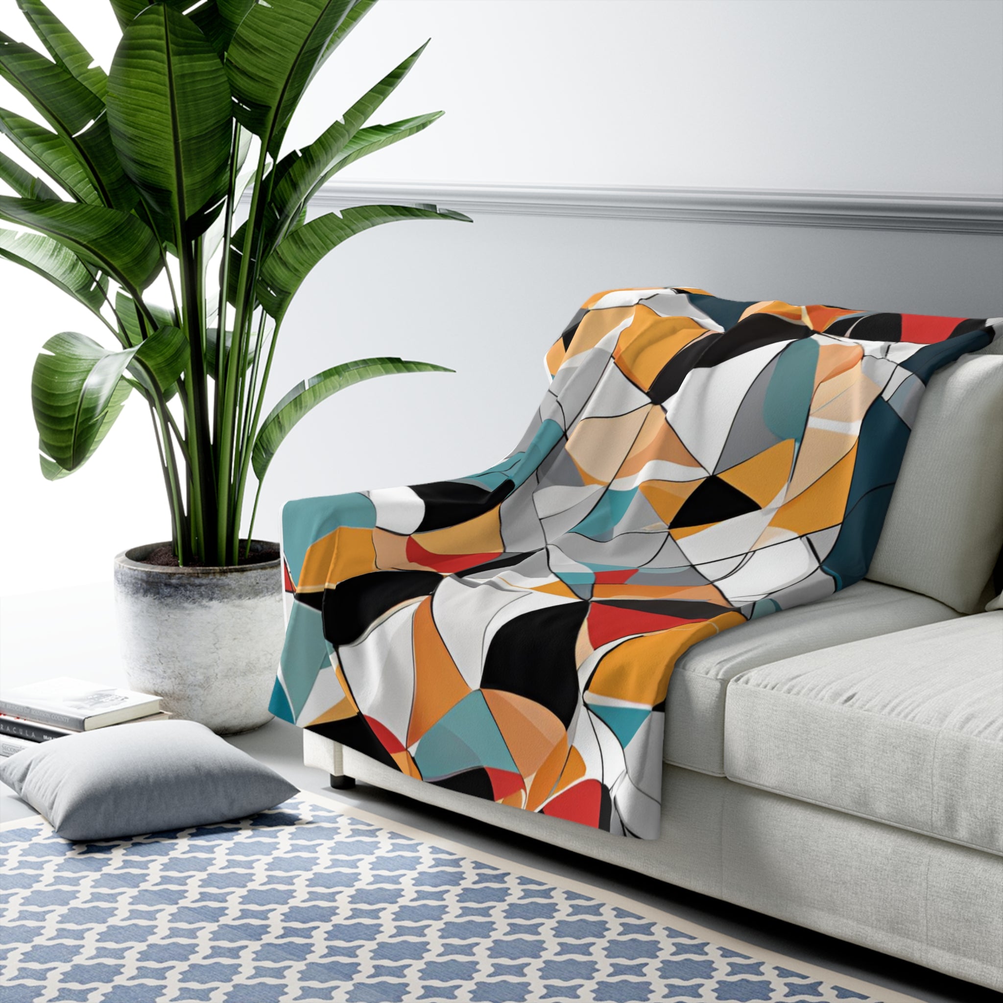 Modern Geo Pattern Sherpa Fleece Blanket