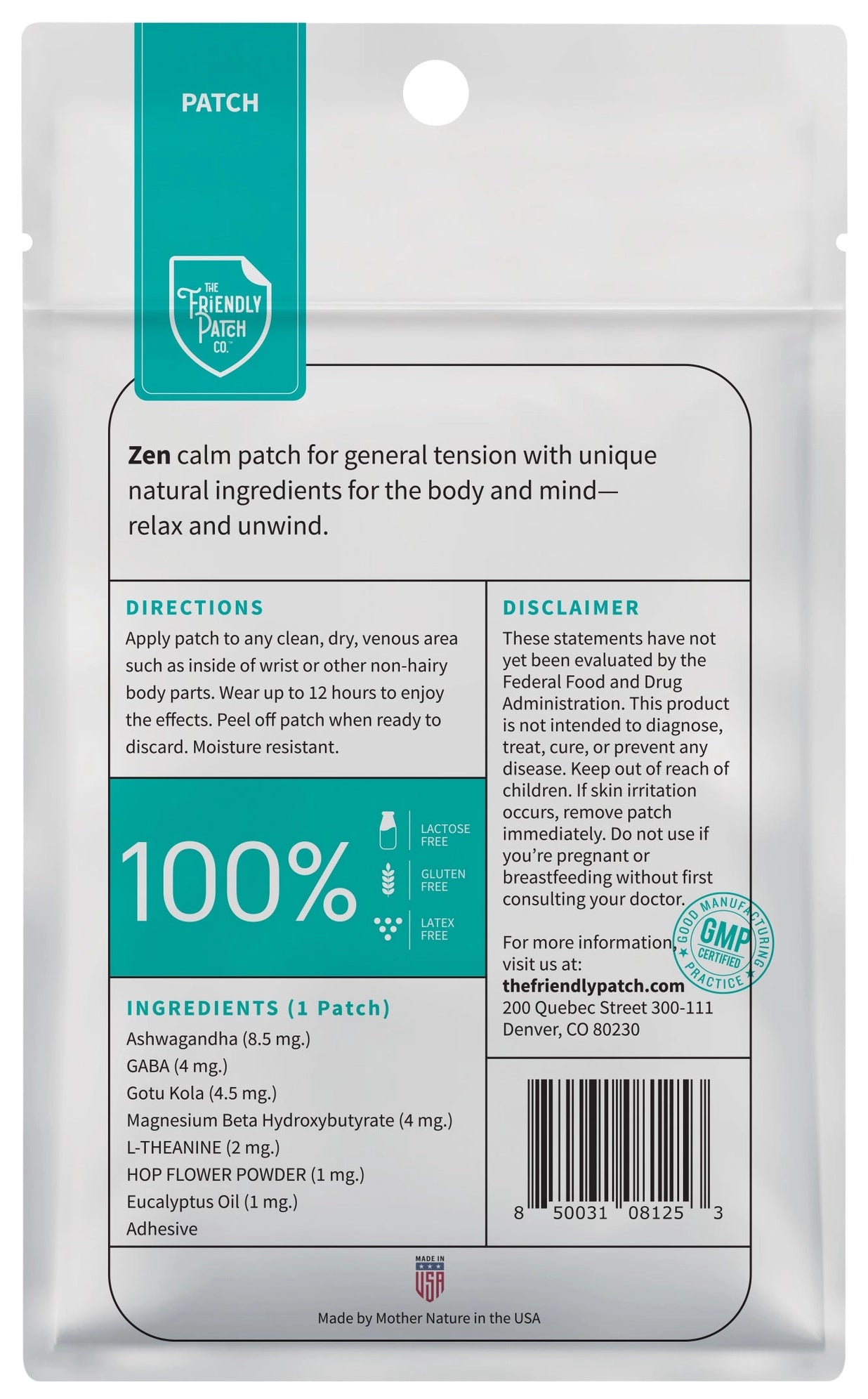 Zen Calm Patch - Travel 8 Pack by Friendly Patch Co